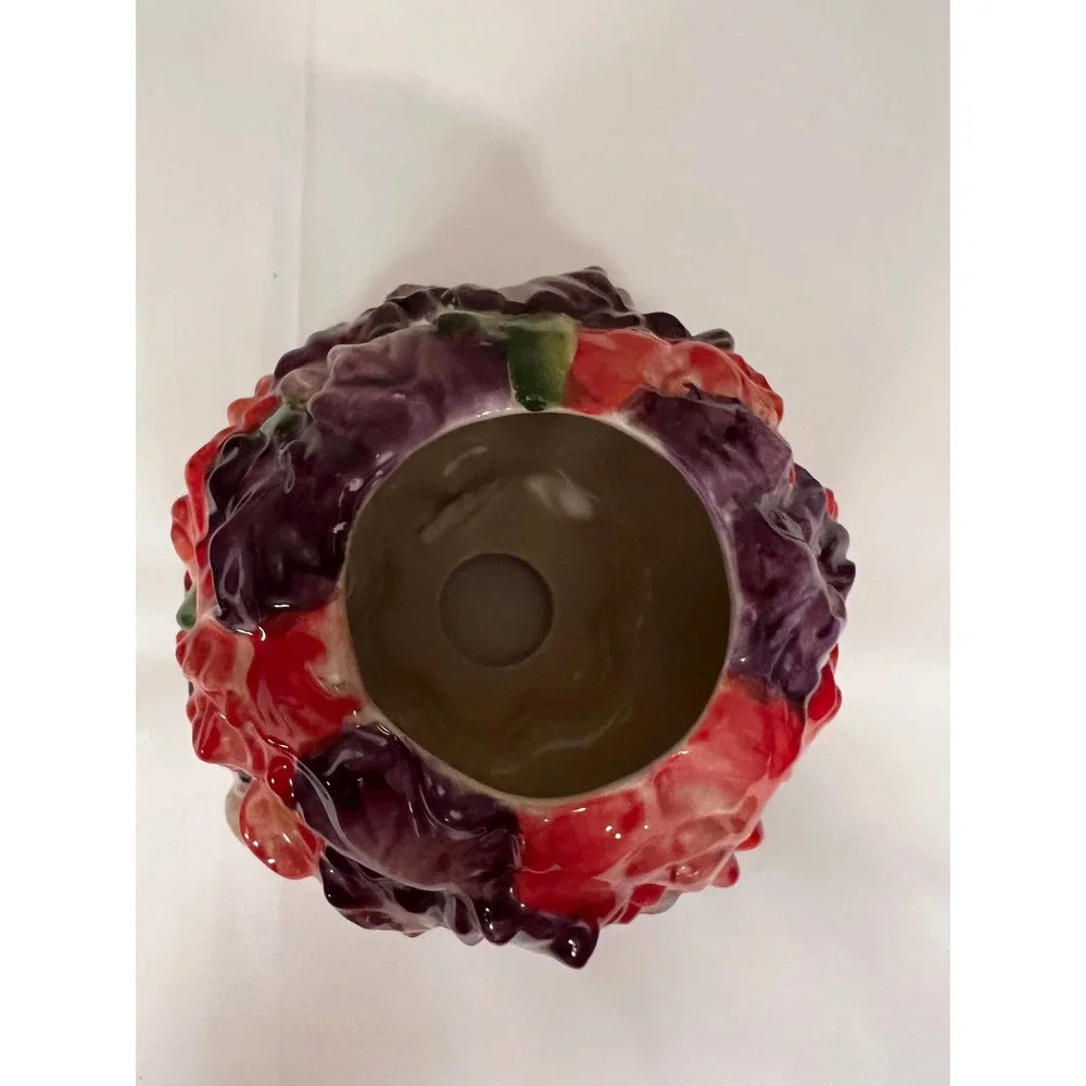 Home Interior Candle Shade Floral Iris Purple Red‎ & Green Jar Topper23